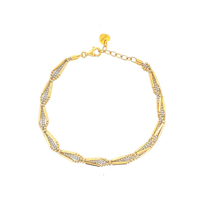 22ct Gold Bracelet with Geometric Clear Stone Links