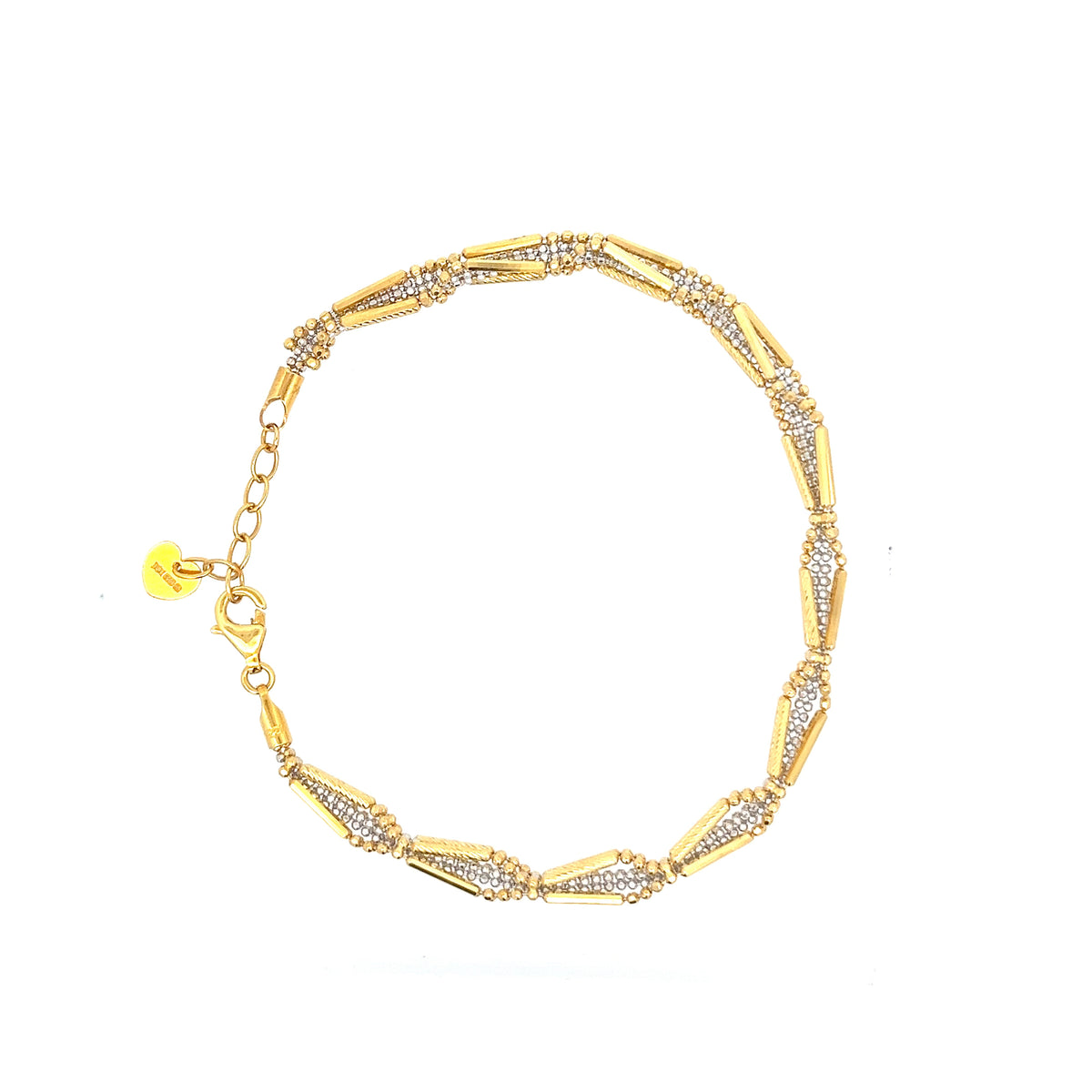 22ct Gold Bracelet with Geometric Clear Stone Links