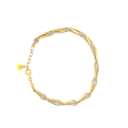 22ct Gold Bracelet with Geometric Clear Stone Links