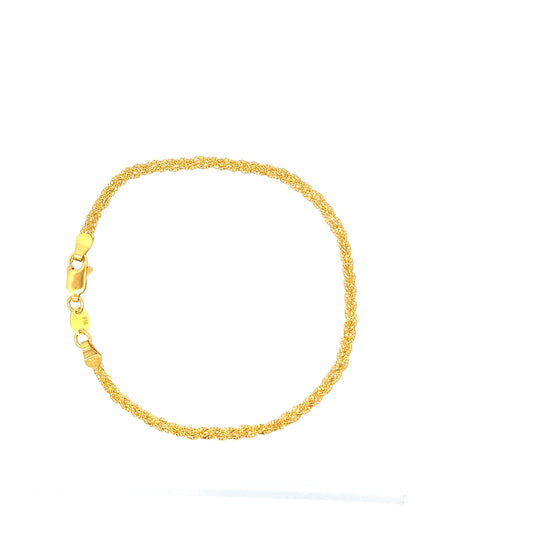 22ct Gold Textured Rope Chain Bracelet