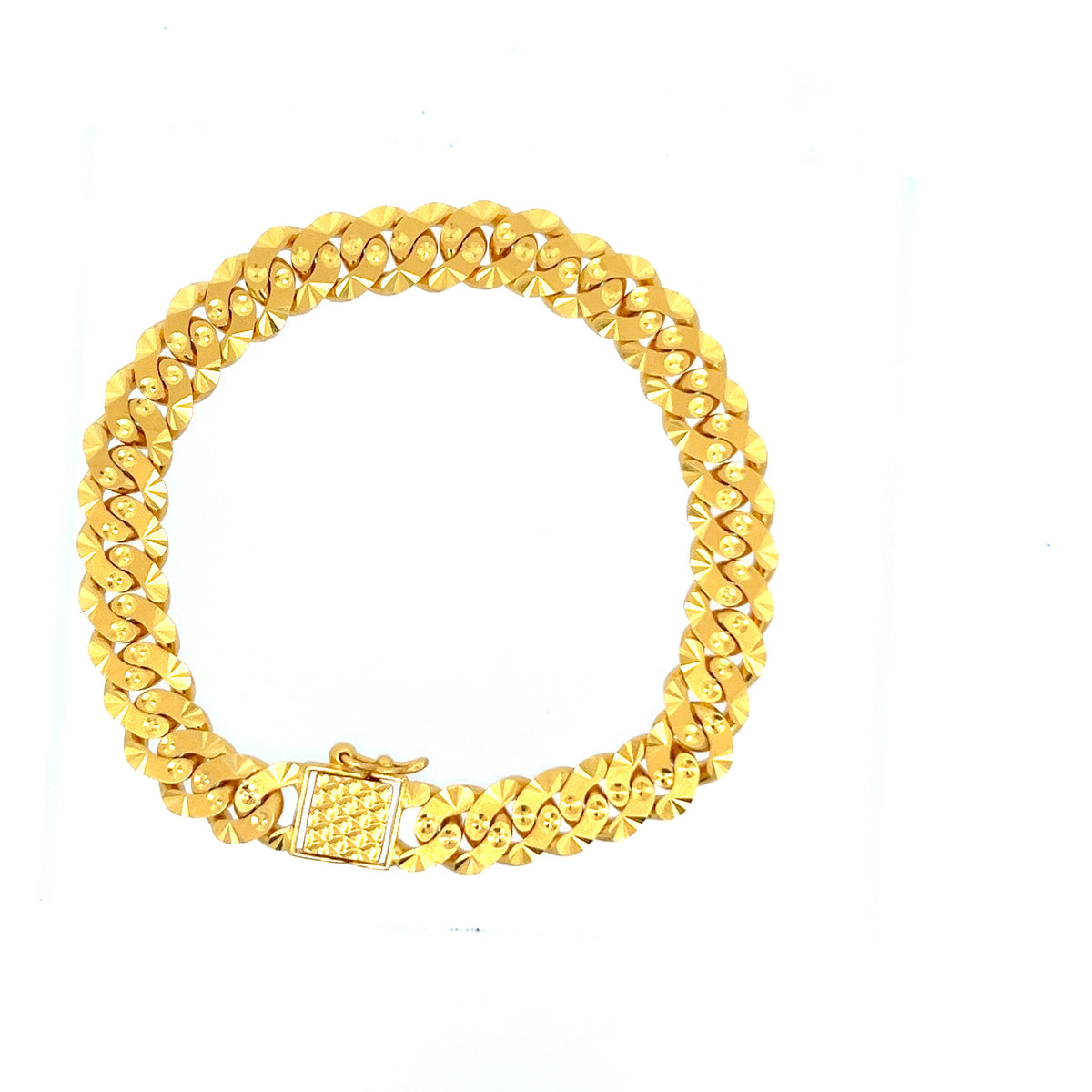 22ct Gold Textured Link Bracelet with Patterned Clasp