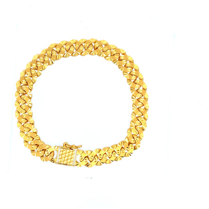22ct Gold Textured Link Bracelet with Patterned Clasp