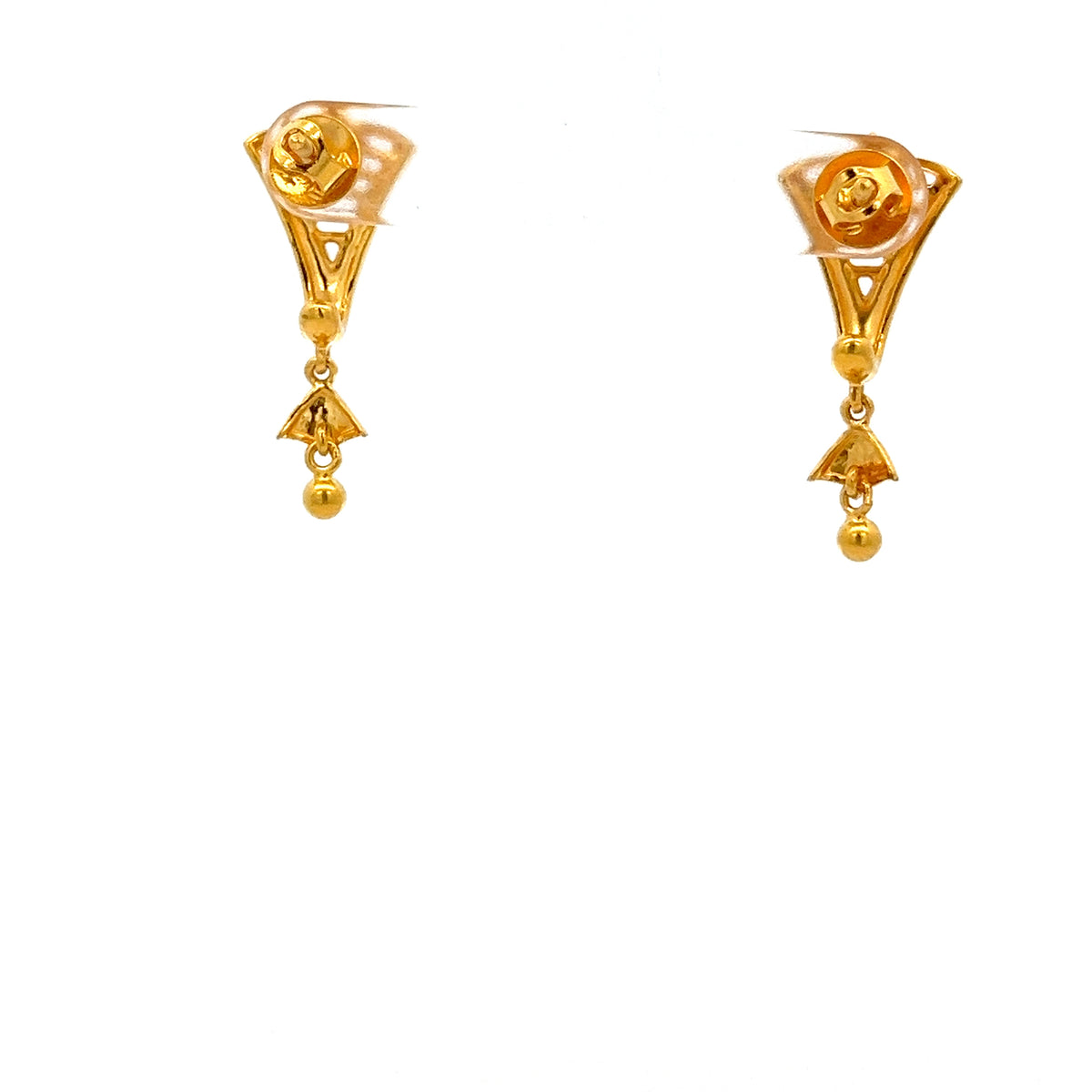 22ct Gold Geometric Drop Earrings with Two-Tone Detail
