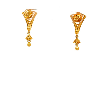 22ct Gold Geometric Drop Earrings with Two-Tone Detail
