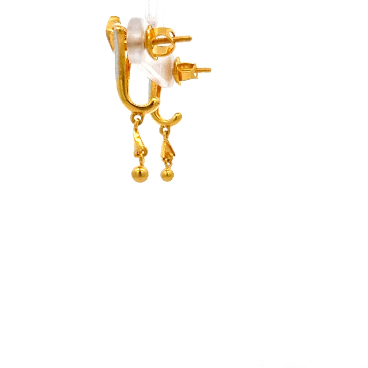 22ct Gold Geometric Drop Earrings with Two-Tone Detail