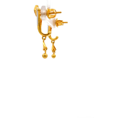 22ct Gold Geometric Drop Earrings with Two-Tone Detail