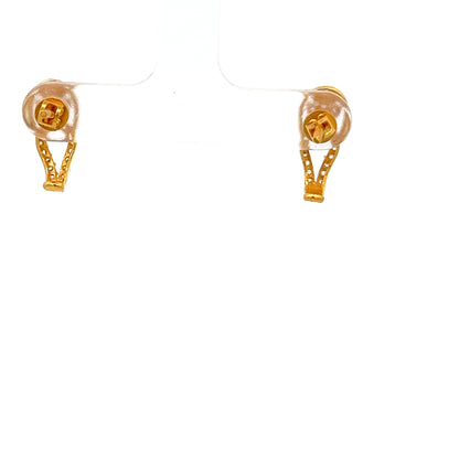 22ct Gold Floral Cluster and Teardrop Clear Stone Earrings