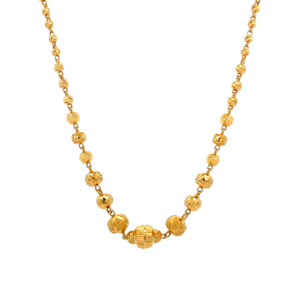 22ct Gold Textured Bead and Ball Link Necklace