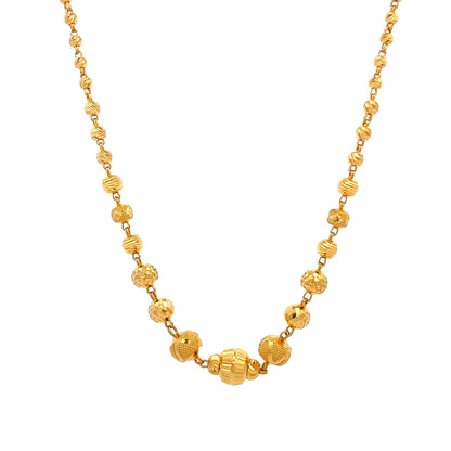 22ct Gold Textured Bead and Ball Link Necklace