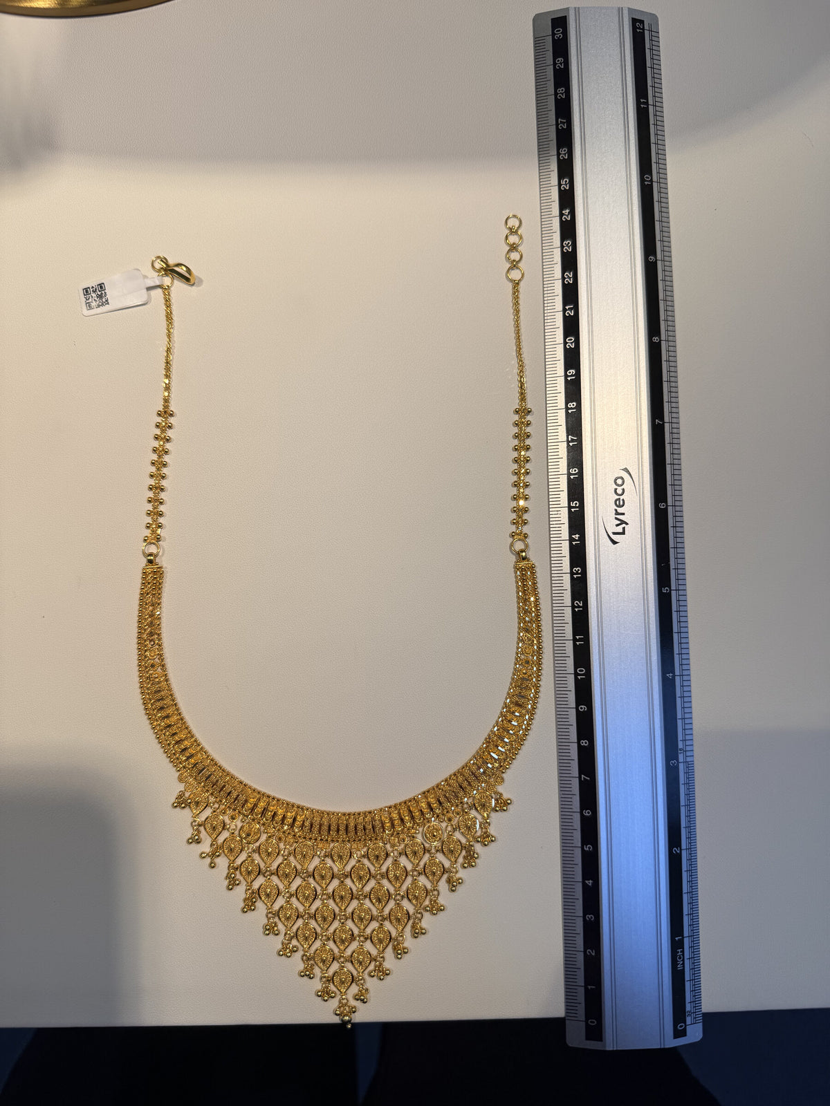 22ct Gold Necklace with Teardrop Stone Fringe