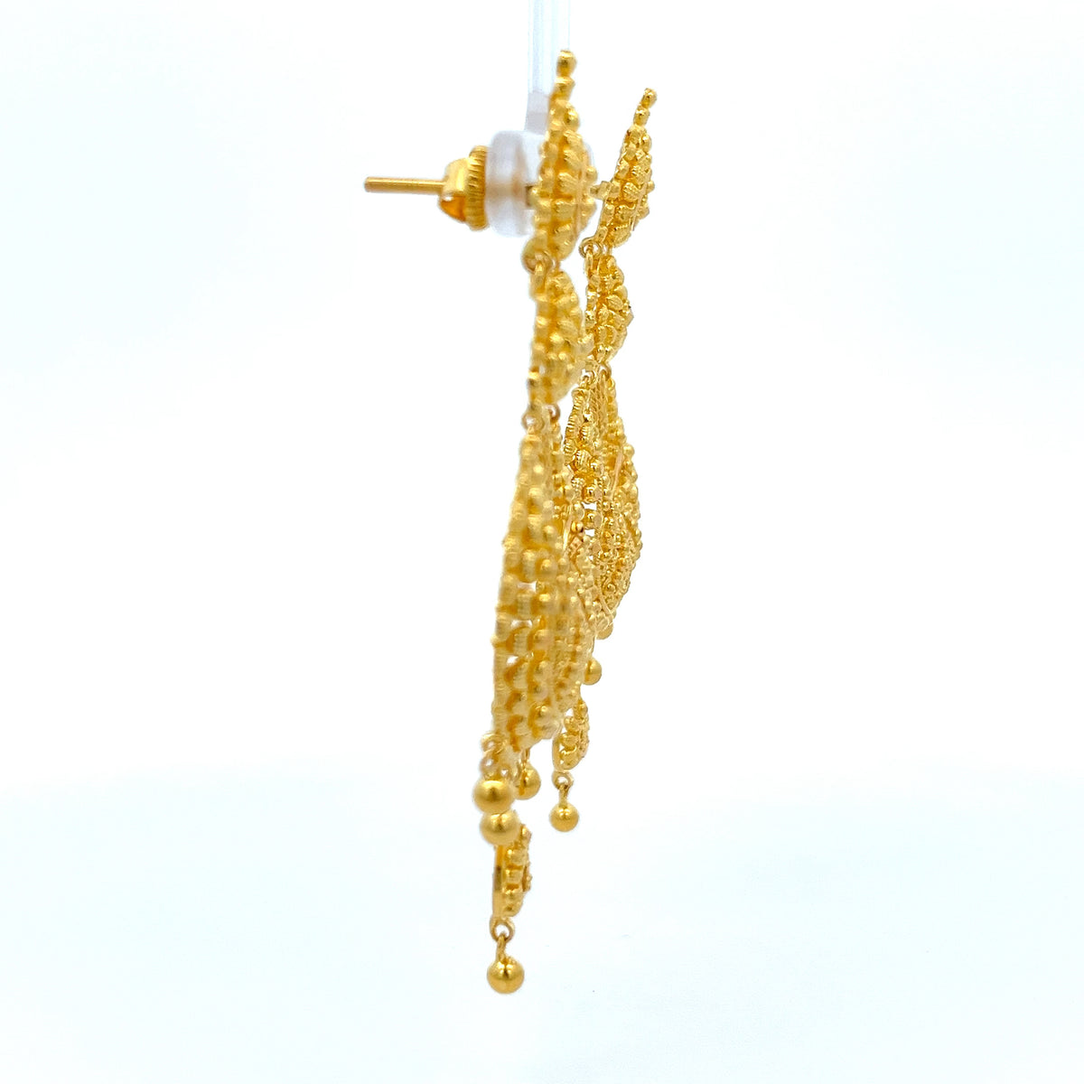 22ct Gold Ornate Filigree Chandelier Drop Earrings