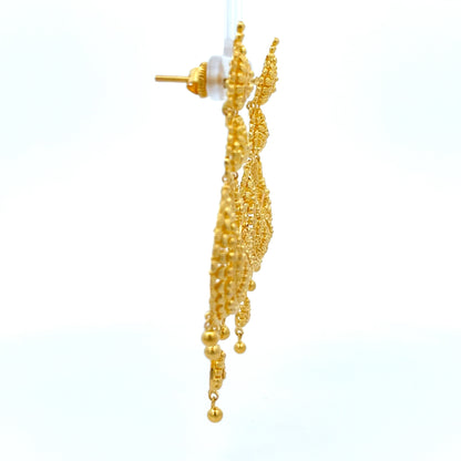 22ct Gold Ornate Filigree Chandelier Drop Earrings