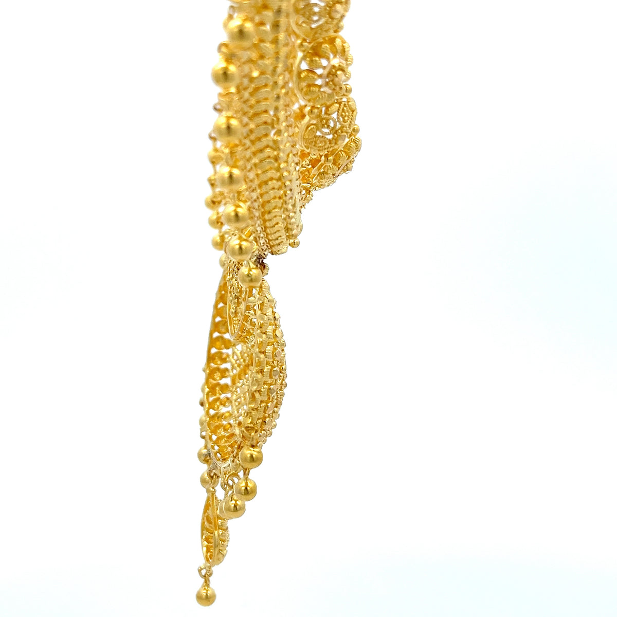 22ct Gold Ornate Filigree Pendant Necklace with Hanging Beads