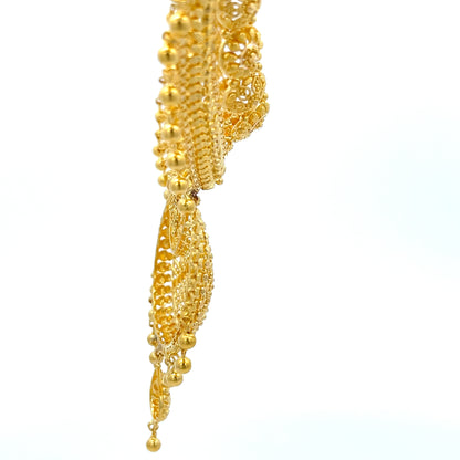 22ct Gold Ornate Filigree Pendant Necklace with Hanging Beads
