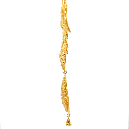 22ct Gold Necklace with Ornate Circular Pendant and Drops
