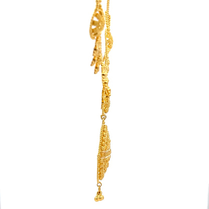 22ct Gold Necklace with Ornate Circular Pendant and Drops