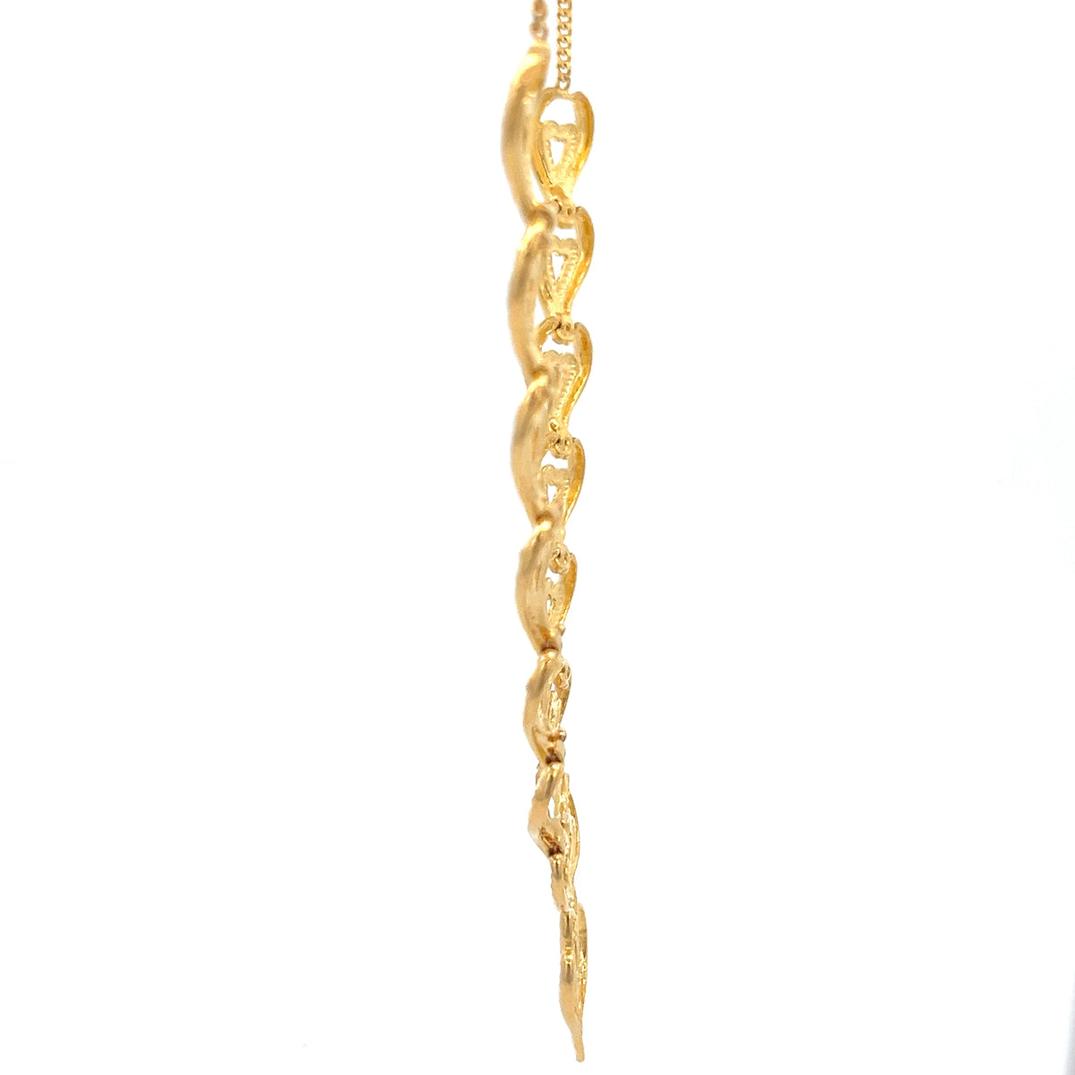 22ct Gold Heart Link Pendant Necklace with Textured Detail