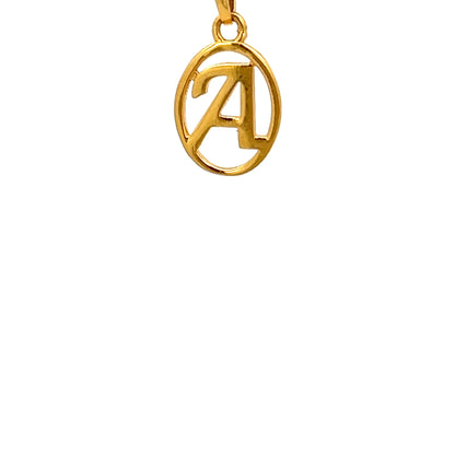 22ct Gold Oval Initial A Pendant