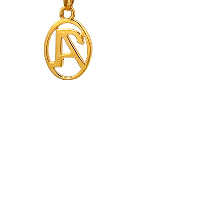 22ct Gold Oval Initial A Pendant