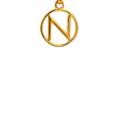 22ct Gold Circular Initial N Pendant