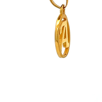 22ct Gold Oval Initial A Pendant