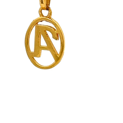 22ct Gold Oval Initial A Pendant