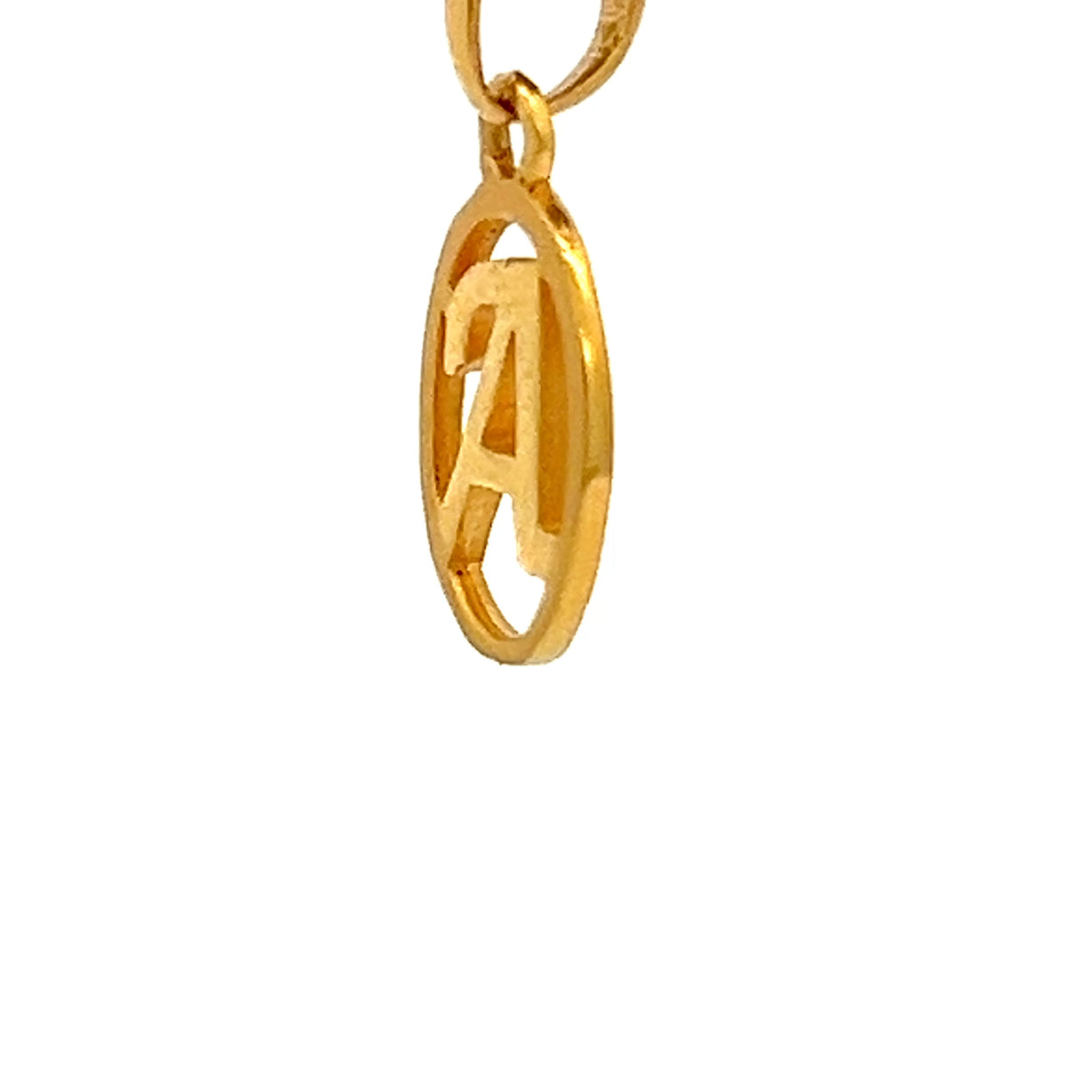 22ct Gold Oval Initial A Pendant