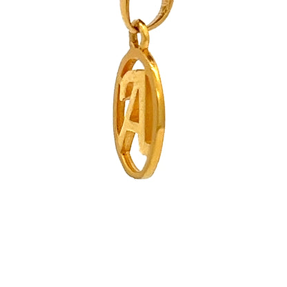 22ct Gold Oval Initial A Pendant