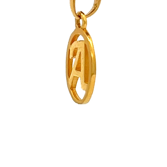 22ct Gold Oval Initial A Pendant