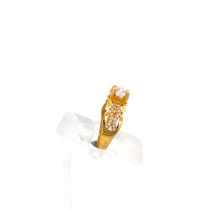 22ct Gold Cluster Ring with Clear Stones