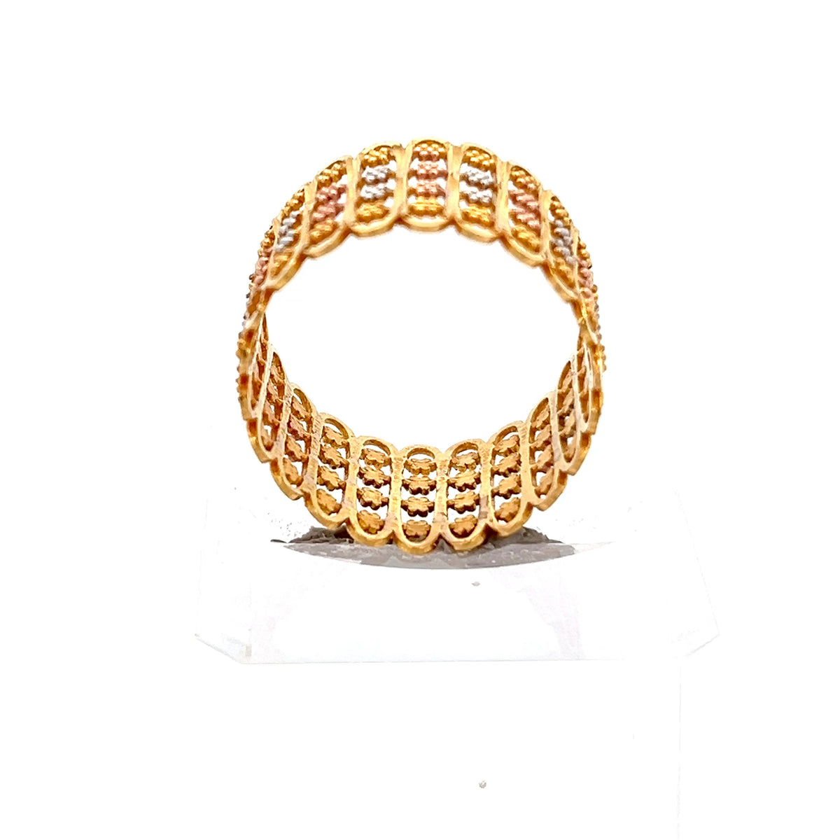 22ct Gold Multi-Row Textured Pattern Ring