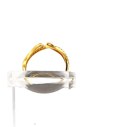 22ct Gold Curved Clear Stone Set Ring