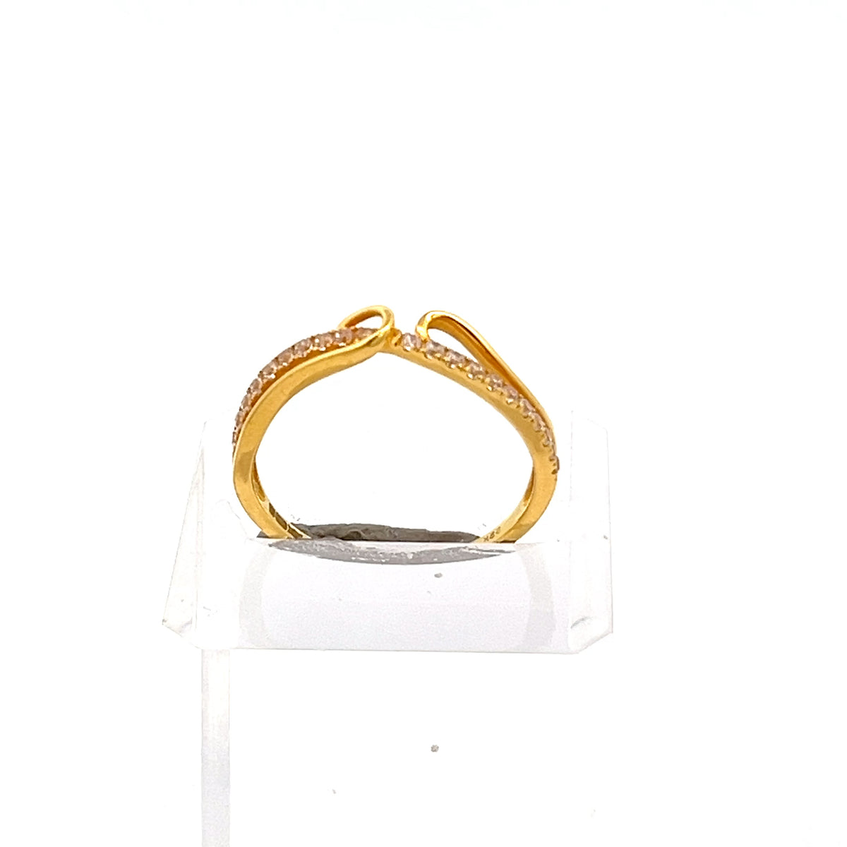 22ct Gold Curved Clear Stone Set Ring