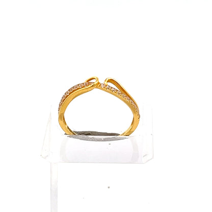 22ct Gold Curved Clear Stone Set Ring