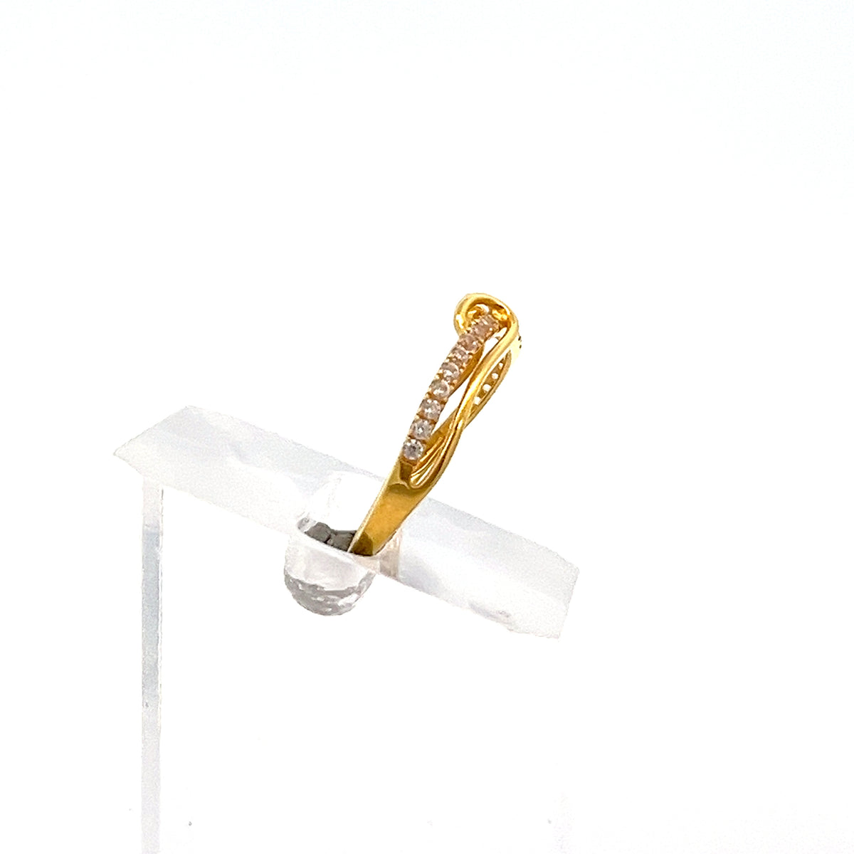 22ct Gold Curved Clear Stone Set Ring