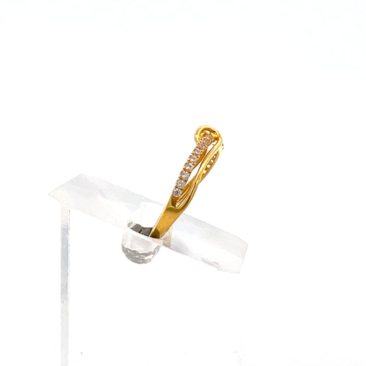 22ct Gold Curved Clear Stone Set Ring