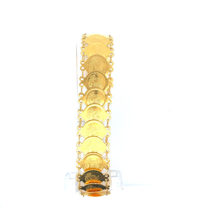 22ct Gold Bracelet with Floral Engraved Coin Links