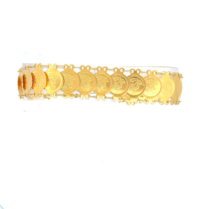 22ct Gold Bracelet with Floral Engraved Coin Links
