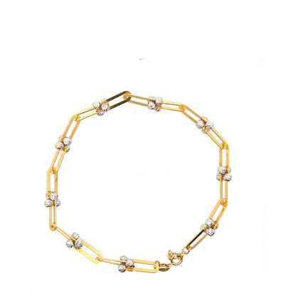 22ct Gold Paperclip Link Bracelet with Textured Bead Details