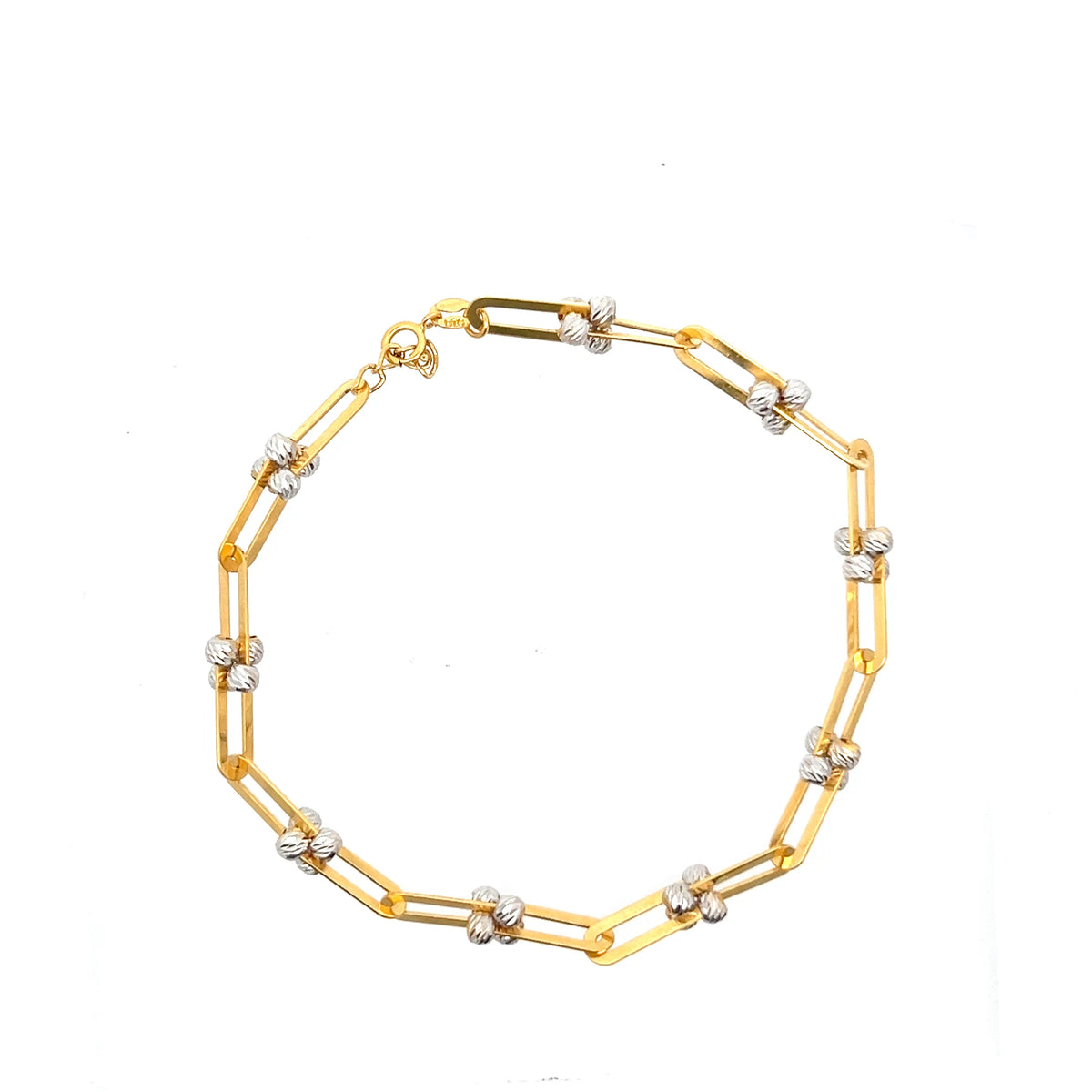 22ct Gold Paperclip Link Bracelet with Textured Bead Details