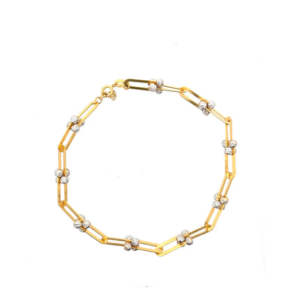 22ct Gold Paperclip Link Bracelet with Textured Bead Details