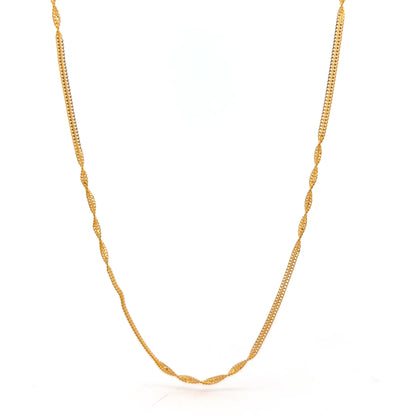 22ct Gold Chain with Textured Oval Link Pattern