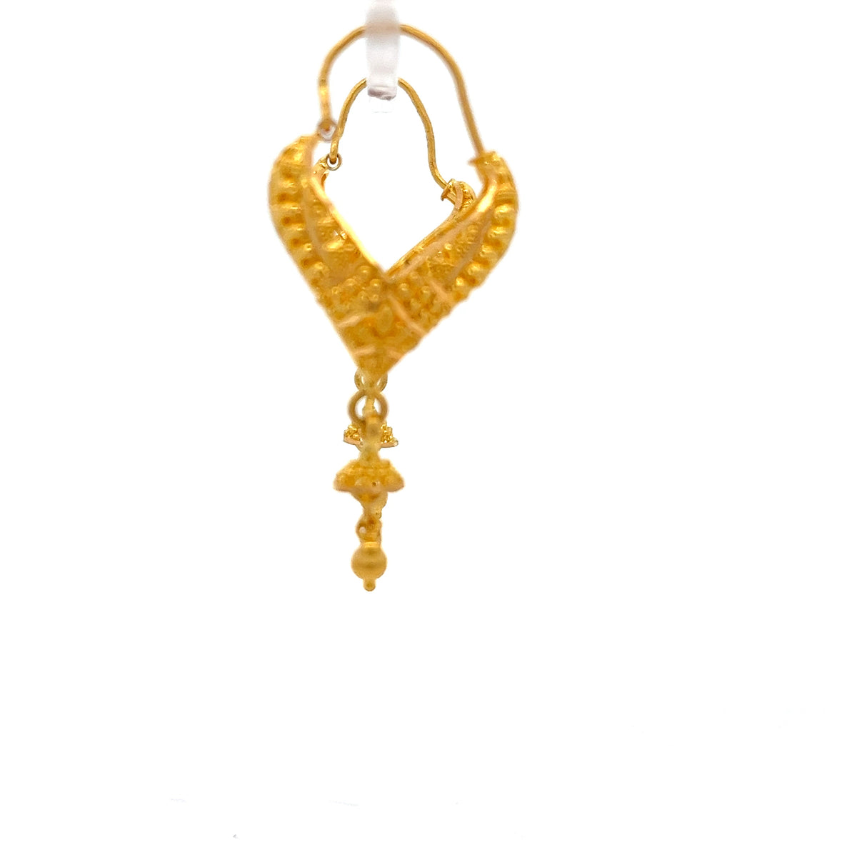 22ct Gold Leaf-Shaped Filigree Drop Earrings