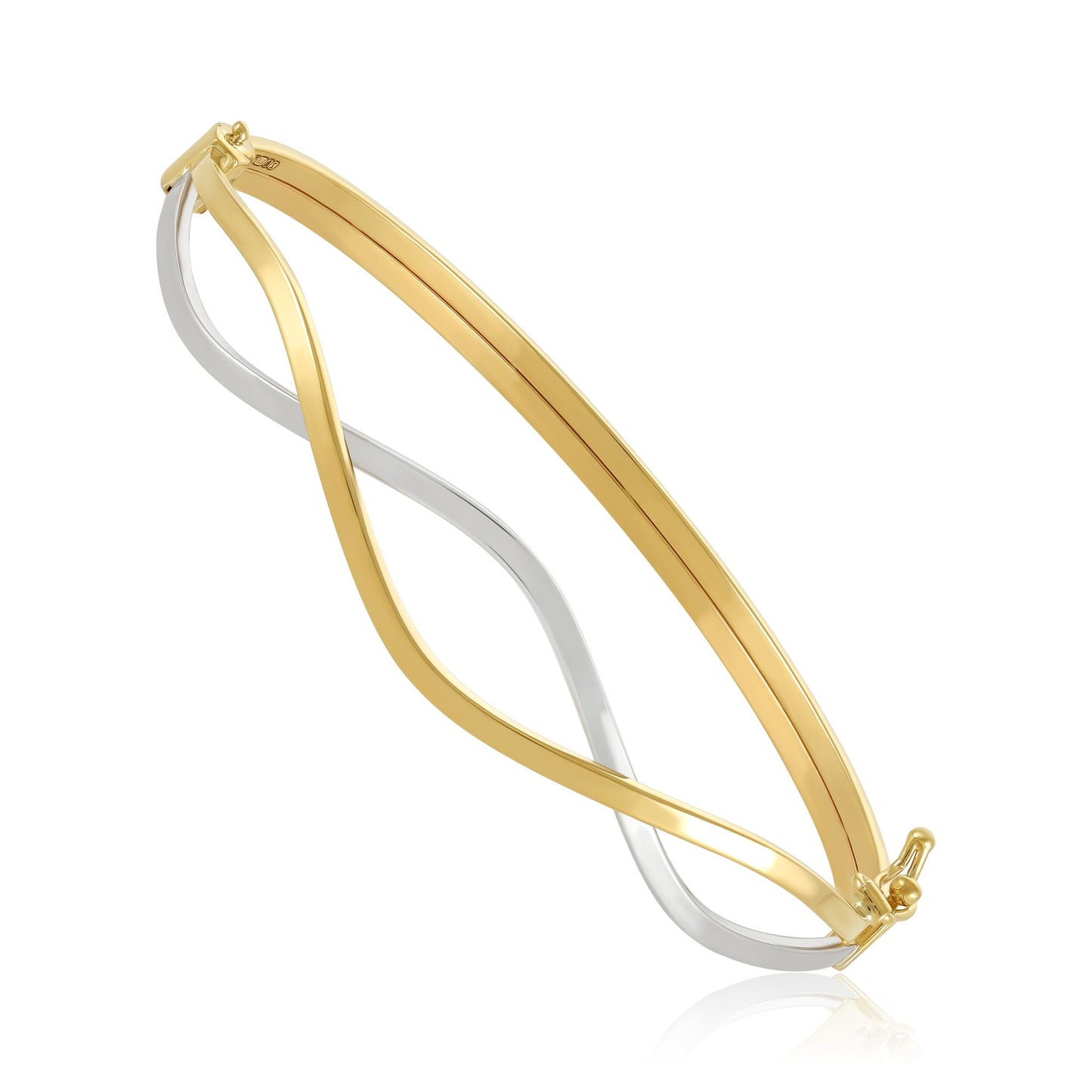 9ct Yellow Gold Two Tone Twisted Detail Bangle