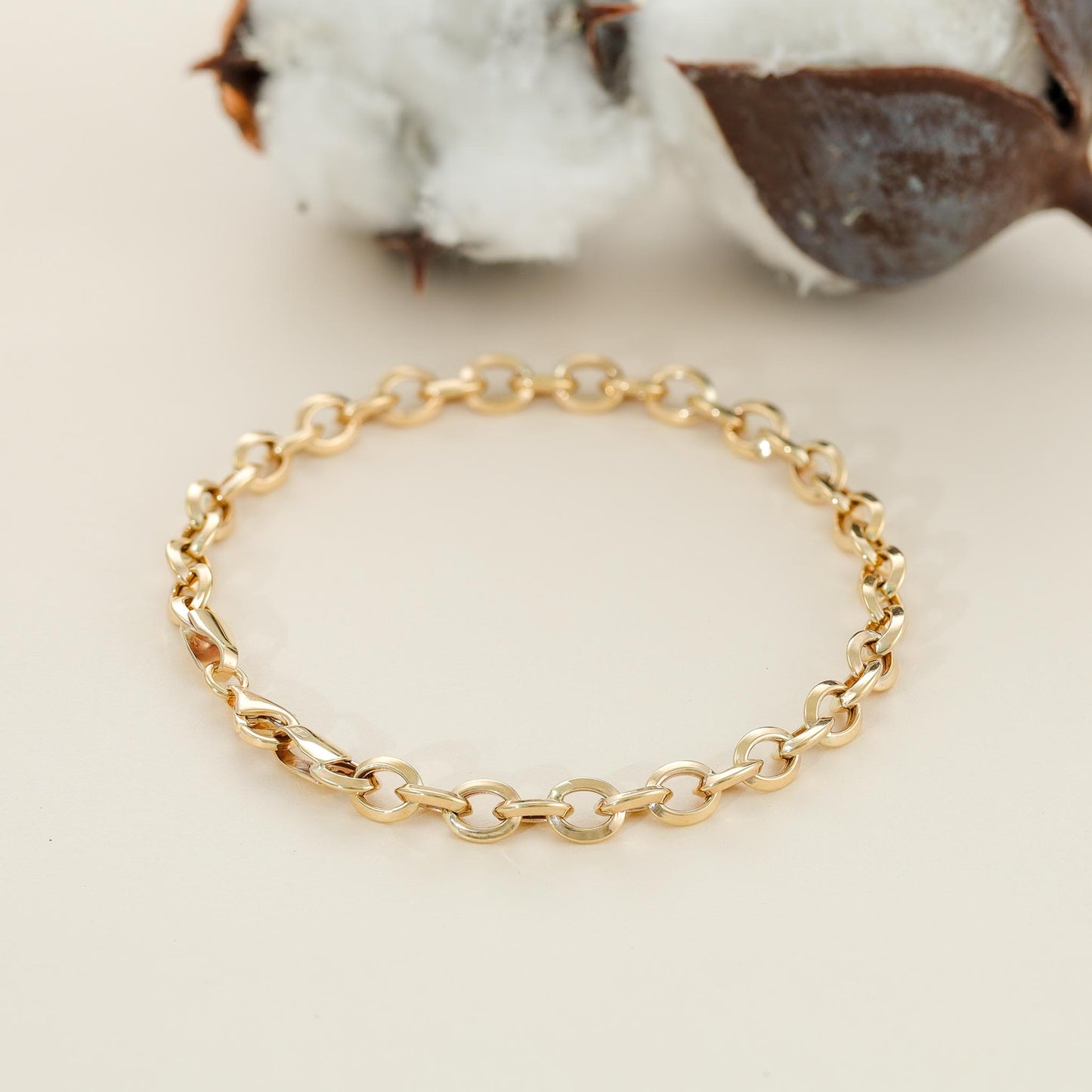 9ct Yellow Gold Round Belcher Bracelet