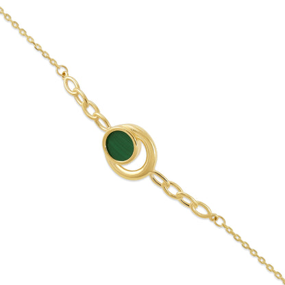 9ct Yellow Gold Green Enamel Bracelet