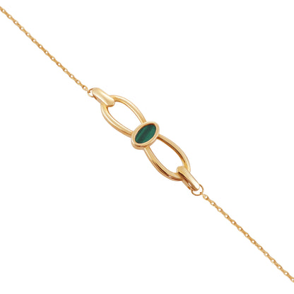 9ct Yellow Gold Green Enamel Bracelet