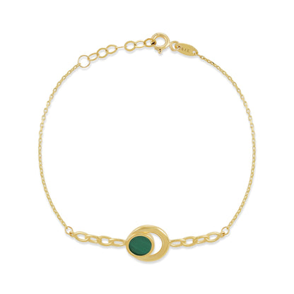 9ct Yellow Gold Green Enamel Bracelet