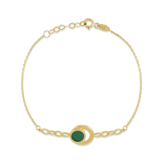 9ct Yellow Gold Green Enamel Bracelet