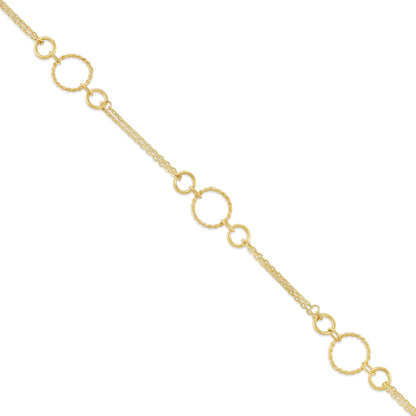 9ct Yellow Gold Loop Double Chain Bracelet